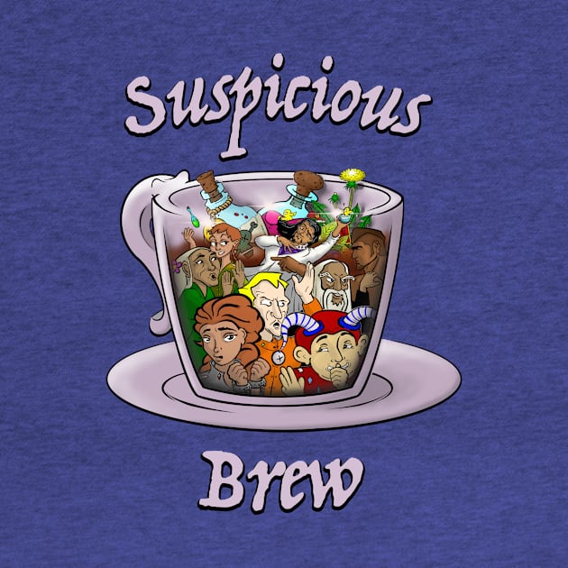 Suspicious Brew Tea Cup Design by HappyRaptorGames